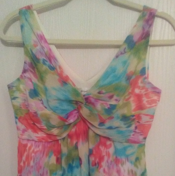 Sheer forial tank dress v-neck - Picture 2 of 3